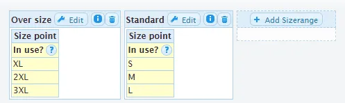 Multiple Size Ranges for a Style